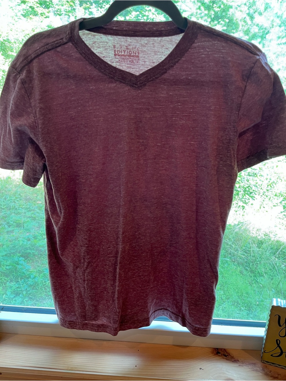 Basic Editions Boys' Short Sleeve V-Neck T-Shirt - Maroon